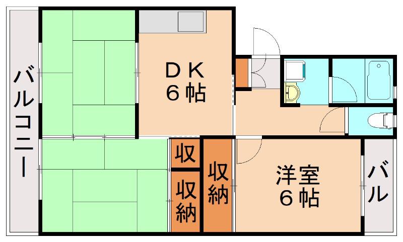 ファミール香椎(3DK/1階)の間取り写真