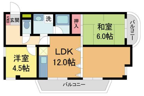 プリオール(2LDK/3階)の間取り写真