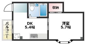 山下マンション(1DK/2階)の間取り写真
