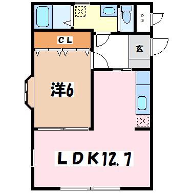 メルベージュS(1LDK/3階)の間取り写真