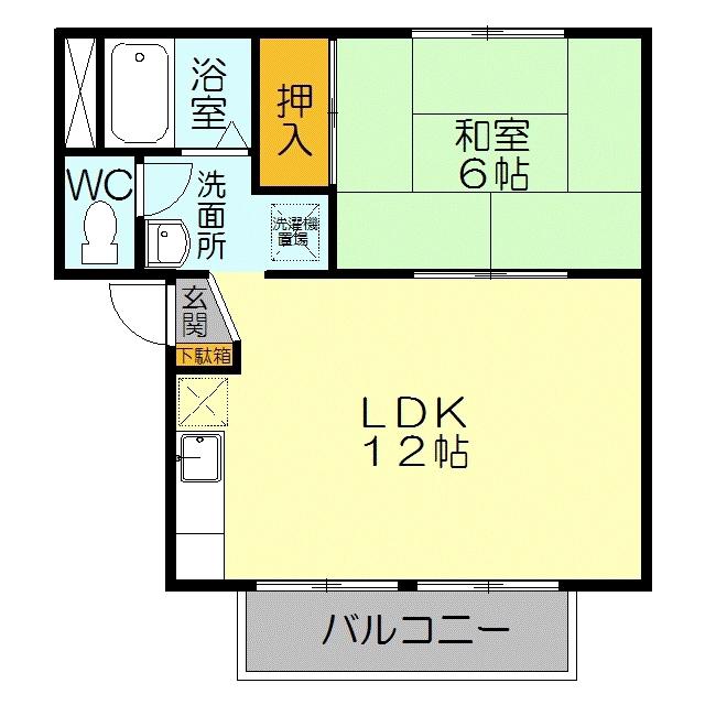 ラディッシュMTB棟(1LDK/1階)の間取り写真