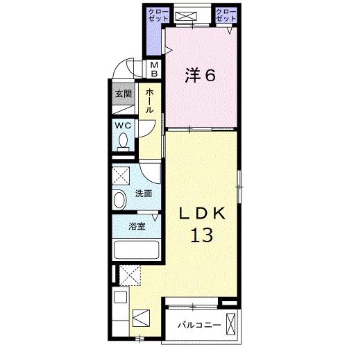 リヴェール葵(1LDK/1階)の間取り写真