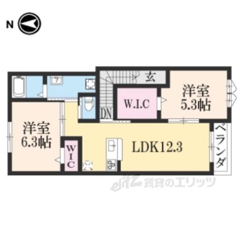 EVER GREEN(2LDK/2階)の間取り写真
