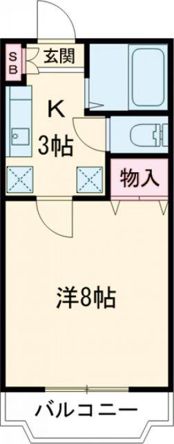 ソレアード蒲町(1K/1階)の間取り写真