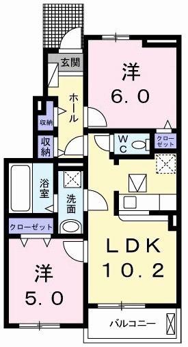 メゾンドラフォーレリーヴル II(2LDK/1階)の間取り写真