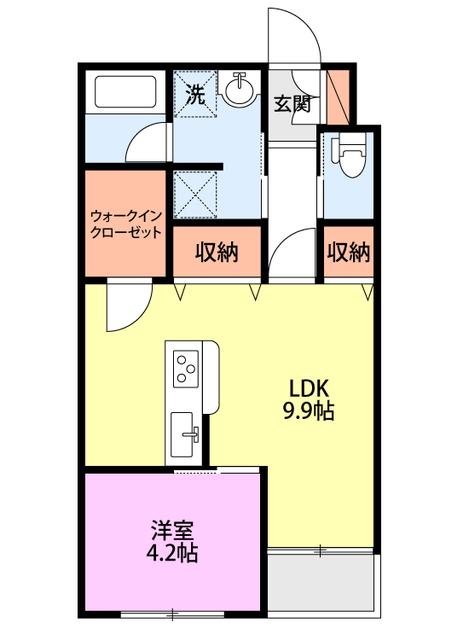 南町フラッツ(1LDK/1階)の間取り写真