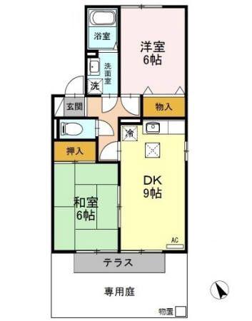 ヴィラグレイスII(2DK/1階)の間取り写真