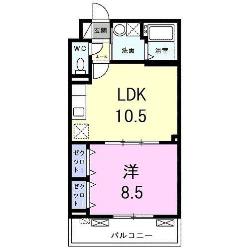 ベルウエスト(1LDK/3階)の間取り写真