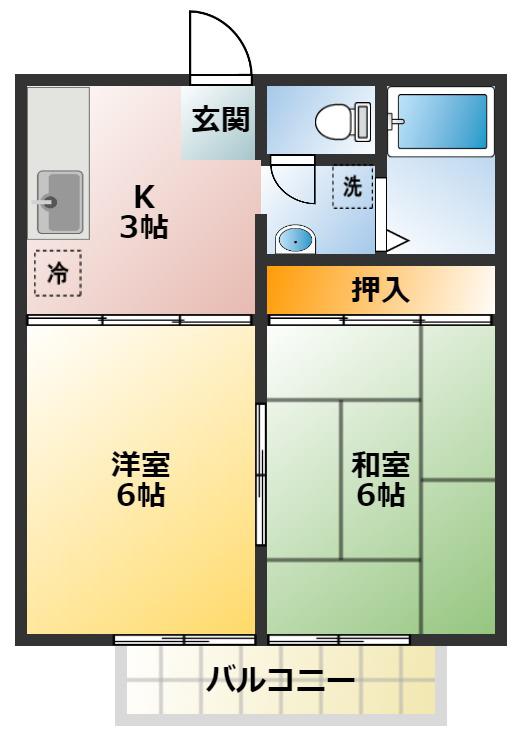 パトラハウス小金井(2K/2階)の間取り写真
