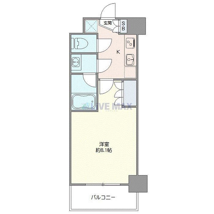 プレスタイル菊川(1K/12階)の間取り写真