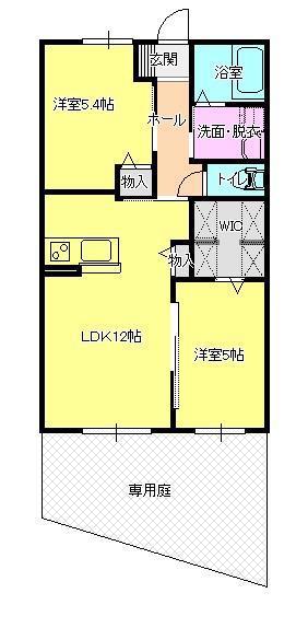 クレセール平井(2LDK/1階)の間取り写真
