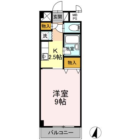 グリーンリバティ新蔵(1K/2階)の間取り写真
