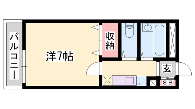 エコハイツ東加古川(1K/1階)の間取り写真