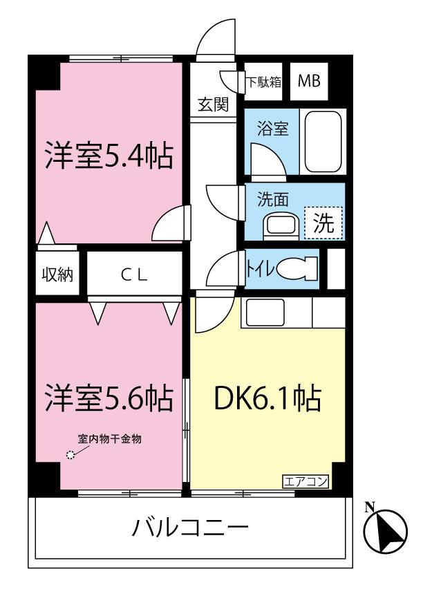 ソネット綱島(2DK/3階)の間取り写真