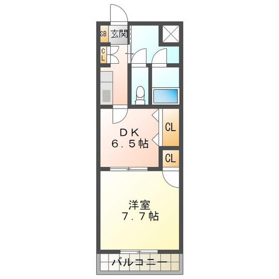 エール白須賀II(1DK/1階)の間取り写真