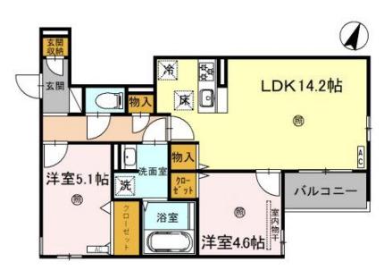 サンパティーク住吉(2LDK/3階)の間取り写真