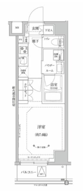 RELUXIA北赤羽(1K/2階)の間取り写真