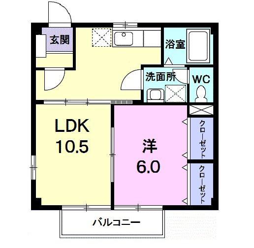 ニューシティタカ(1LDK/2階)の間取り写真