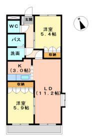 サンフォーレみのう壱番館(2LDK/2階)の間取り写真