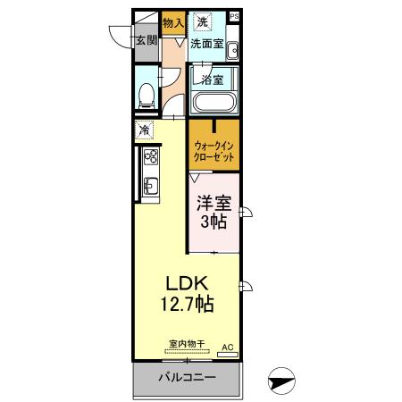 LUNA SOLEIL(1LDK/3階)の間取り写真