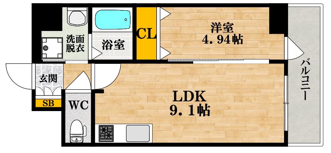 ふぁみゆ住吉大社(1LDK/10階)の間取り写真