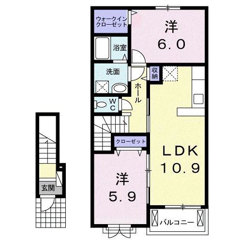フィオーレ・T(2LDK/2階)の間取り写真