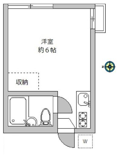 三軒茶屋アサカハイツB(ワンルーム/2階)の間取り写真