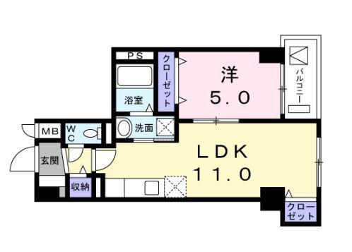 シーザスパレス錦糸町(1LDK/5階)の間取り写真