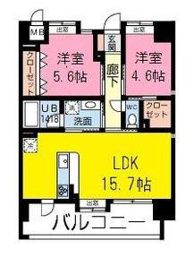 オアシス光の森(2LDK/9階)の間取り写真