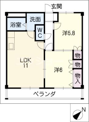 マンションルミナス(2LDK/3階)の間取り写真