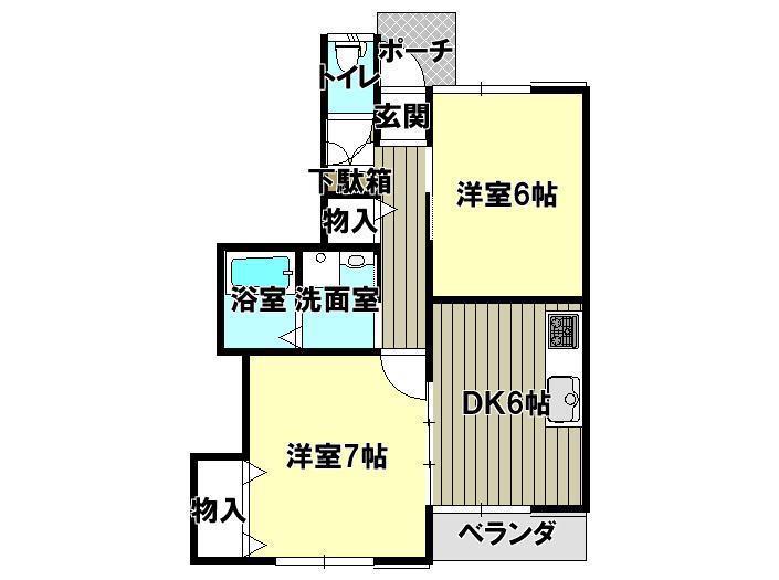サンガーデン栄町2号地(2DK/1階)の間取り写真