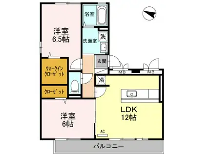 セジュール文里(2SLDK/1階)の間取り写真