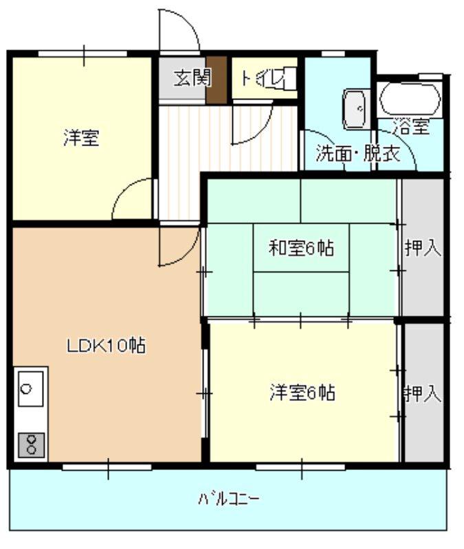 オークスひくま(3LDK/3階)の間取り写真