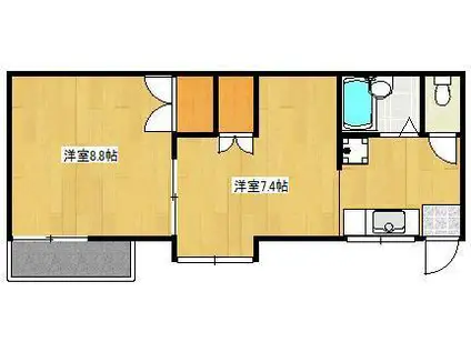 CASA YAKUEN(1DK/2階)の間取り写真