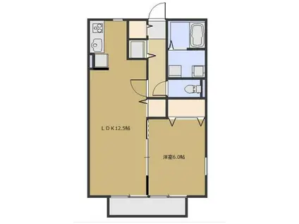 ベルツリー東川口C(1LDK/1階)の間取り写真