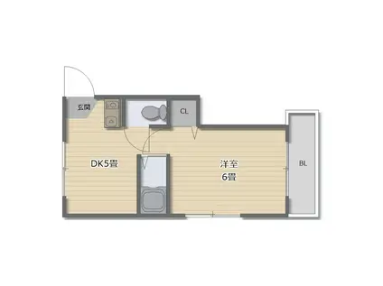 シャトル市大前(1DK/3階)の間取り写真