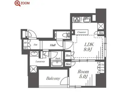 プラウドタワー栄パークアリーナ(1LDK/10階)の間取り写真