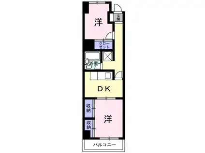 カーサ大和 錦町(2DK/2階)の間取り写真