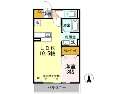 プリメーラ参番館(1LDK/2階)の間取り写真
