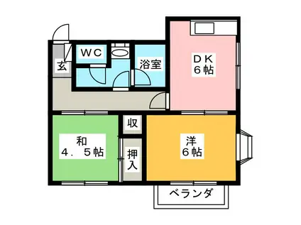 平田コーポA(2DK/2階)の間取り写真