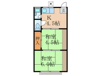 サカエコーポ(2K/2階)の間取り写真