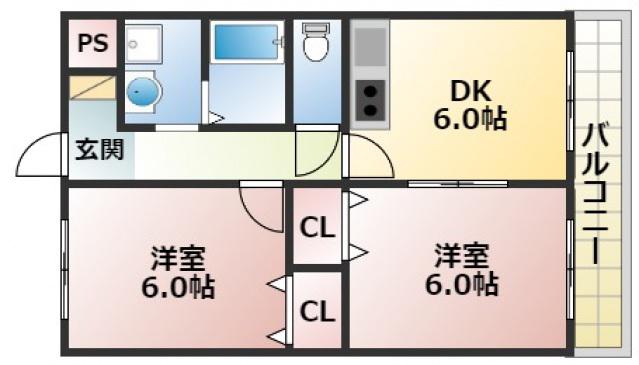 Mプラザ城東六番館(2DK/9階)の間取り写真