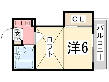 SMILE城北新町 南棟(1K/2階)の間取り写真