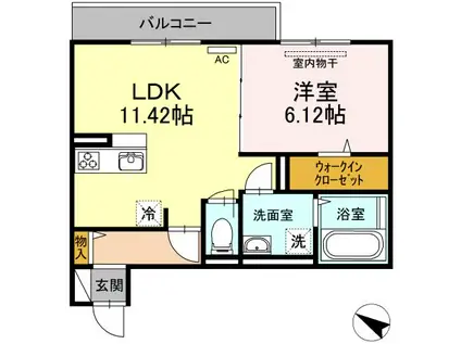 セジュール長江(1LDK/3階)の間取り写真