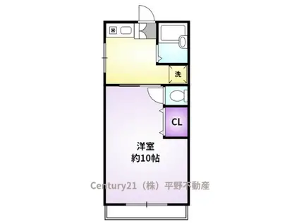 穴井アパート(1DK/2階)の間取り写真
