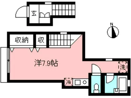 桜シャンブル(ワンルーム/1階)の間取り写真