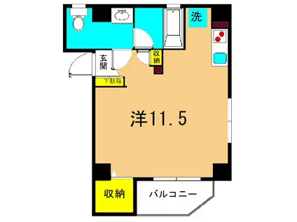 アヴィターレ目黒(ワンルーム/1階)の間取り写真
