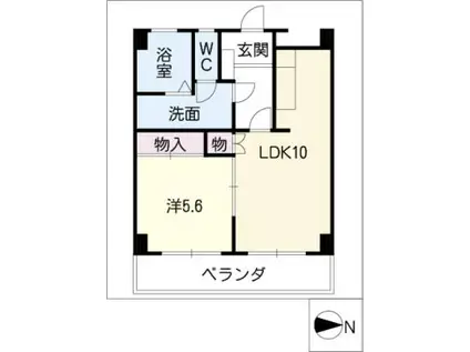 クレスト三里(1LDK/2階)の間取り写真
