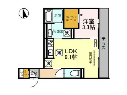 ラルジュ飯塚(1LDK/1階)の間取り写真