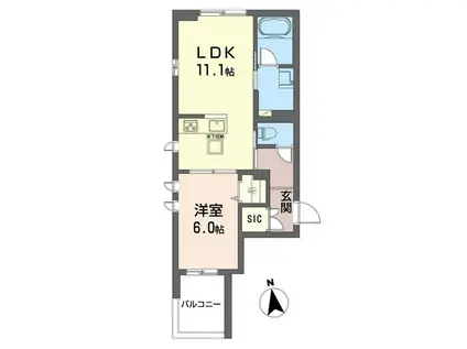 グリーンフォレスト学芸大学(1LDK/1階)の間取り写真
